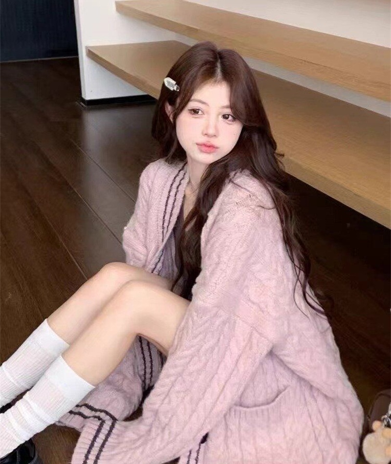 Knitted autumn and winter sweater twist long coat for women