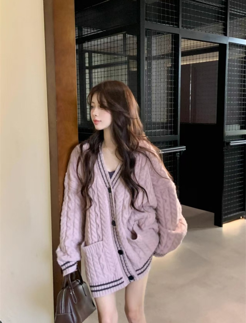 Knitted autumn and winter sweater twist long coat for women