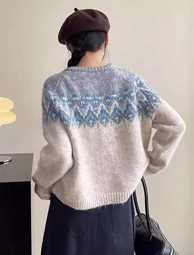 Single-breasted mixed colors sweater Korean style coat for women