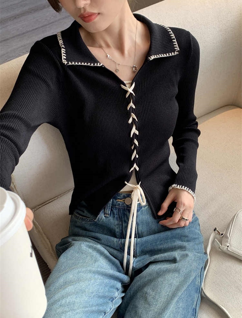 Lapel Western style tops bandage bottoming shirt