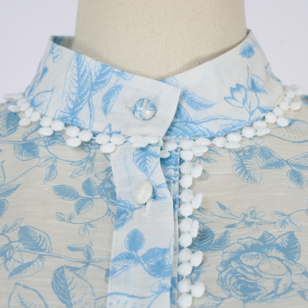 France style splice big skirt retro lace printing dress