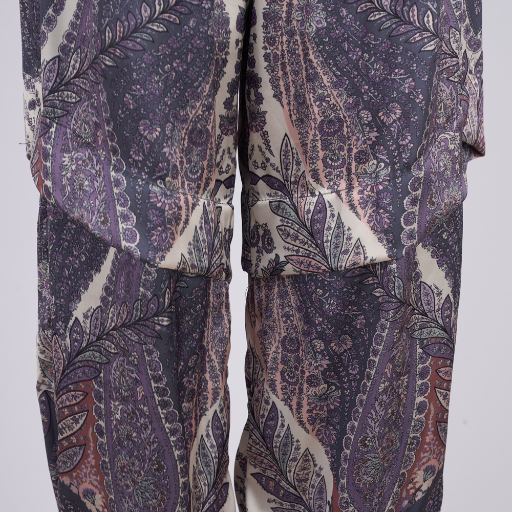 Casual straight casual pants printing shirt a set