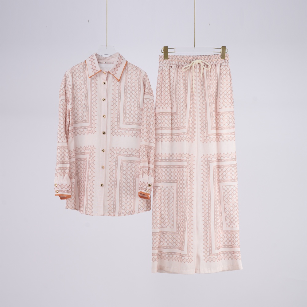 Printing slim pattern autumn geometry shirt a set