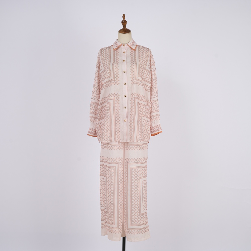 Printing slim pattern autumn geometry shirt a set