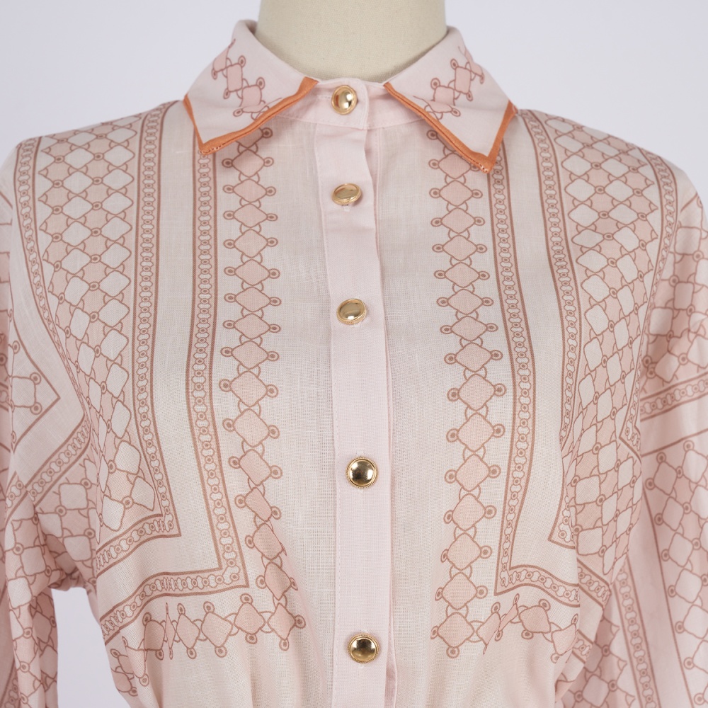 Printing slim pattern autumn geometry shirt a set