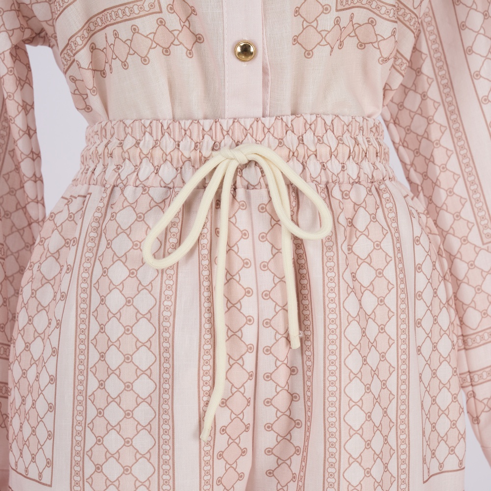 Printing slim pattern autumn geometry shirt a set