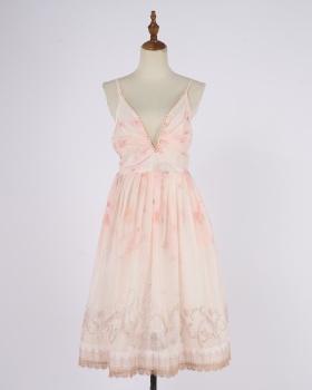 Vacation slim formal dress pinched waist sling long dress