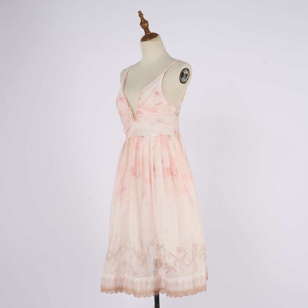 Vacation slim formal dress pinched waist sling long dress
