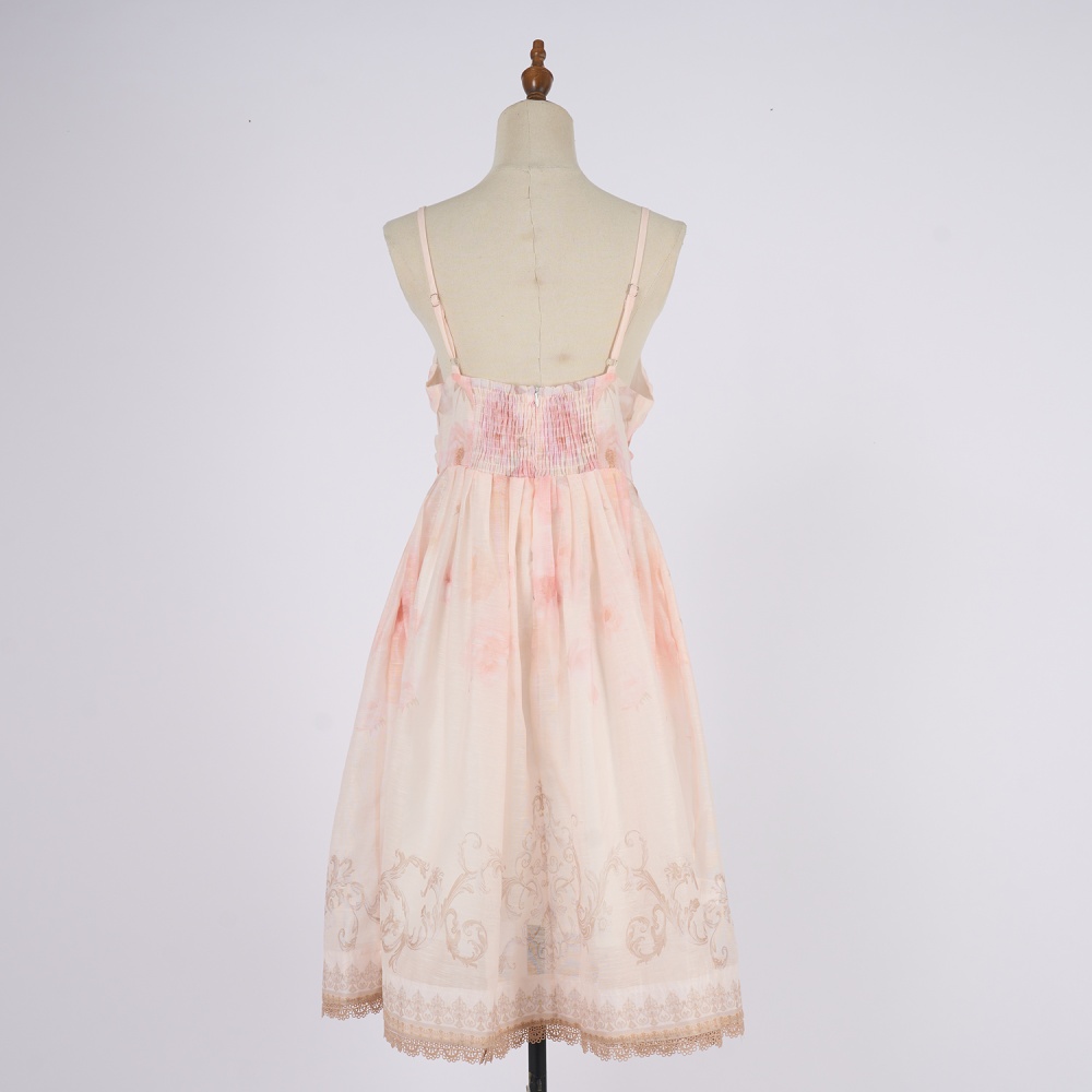 Vacation slim formal dress pinched waist sling long dress