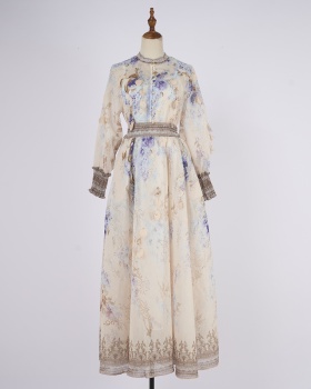 Slim colors skirt printing pinched waist shirt a set