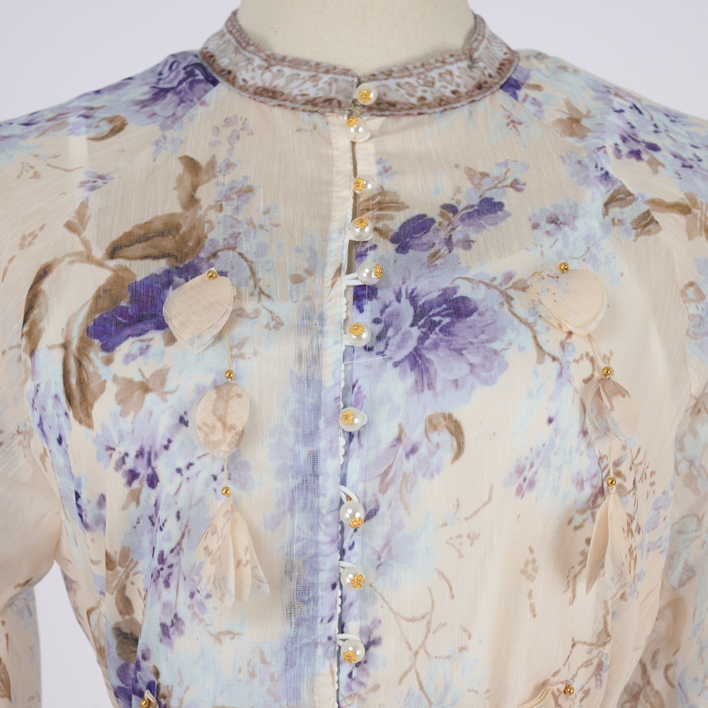 Slim colors skirt printing pinched waist shirt a set