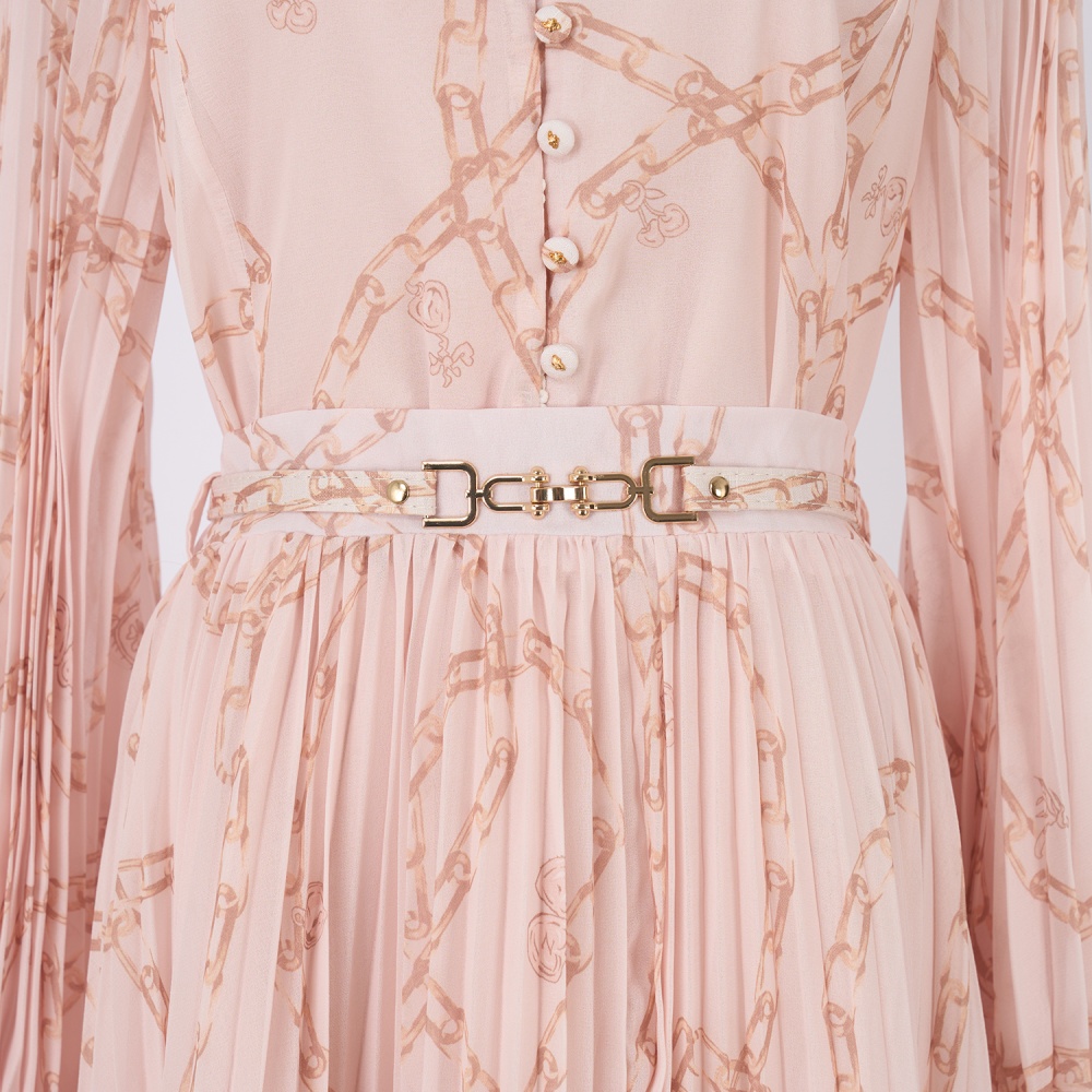 Big skirt pleated shirt elastic waist skirt a set