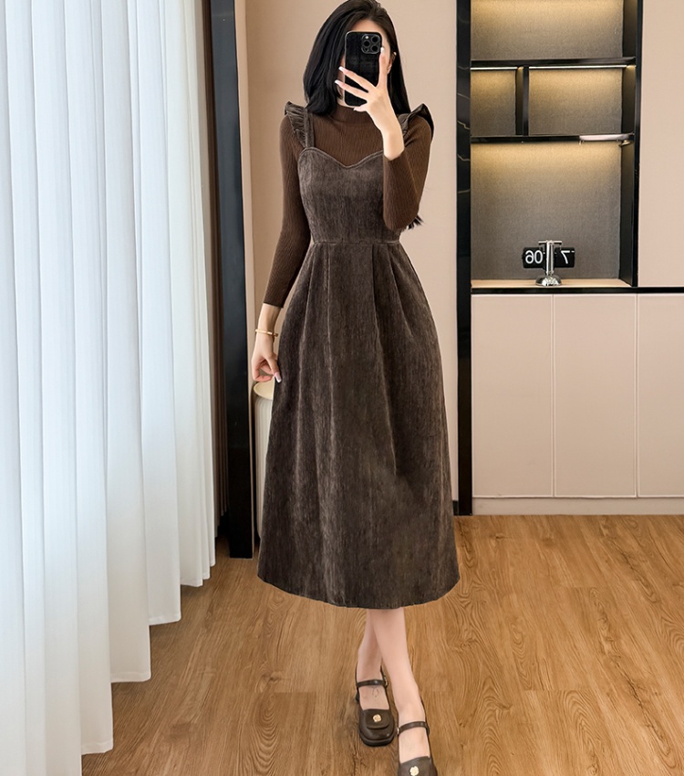 Ladies fashion dress autumn and winter sweater 2pcs set