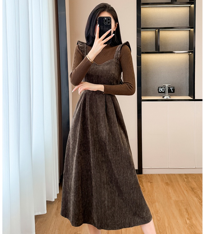 Ladies fashion dress autumn and winter sweater 2pcs set