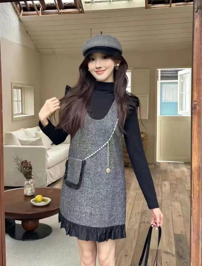 Korean style bottoming shirt dress 2pcs set