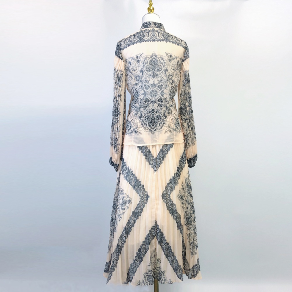 Printing fashion skirt long sleeve shirt a set