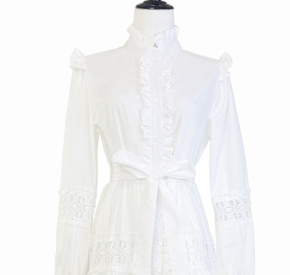 Frenum wood ear pinched waist dress for women