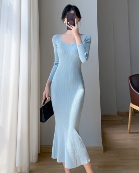 Bottoming slim knitted mermaid dress for women