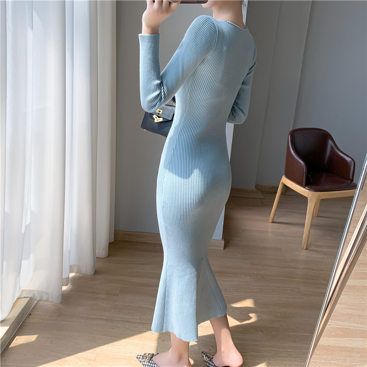 Bottoming slim knitted mermaid dress for women