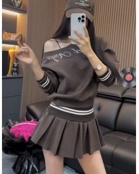 Autumn hoodie printing skirt 2pcs set for women