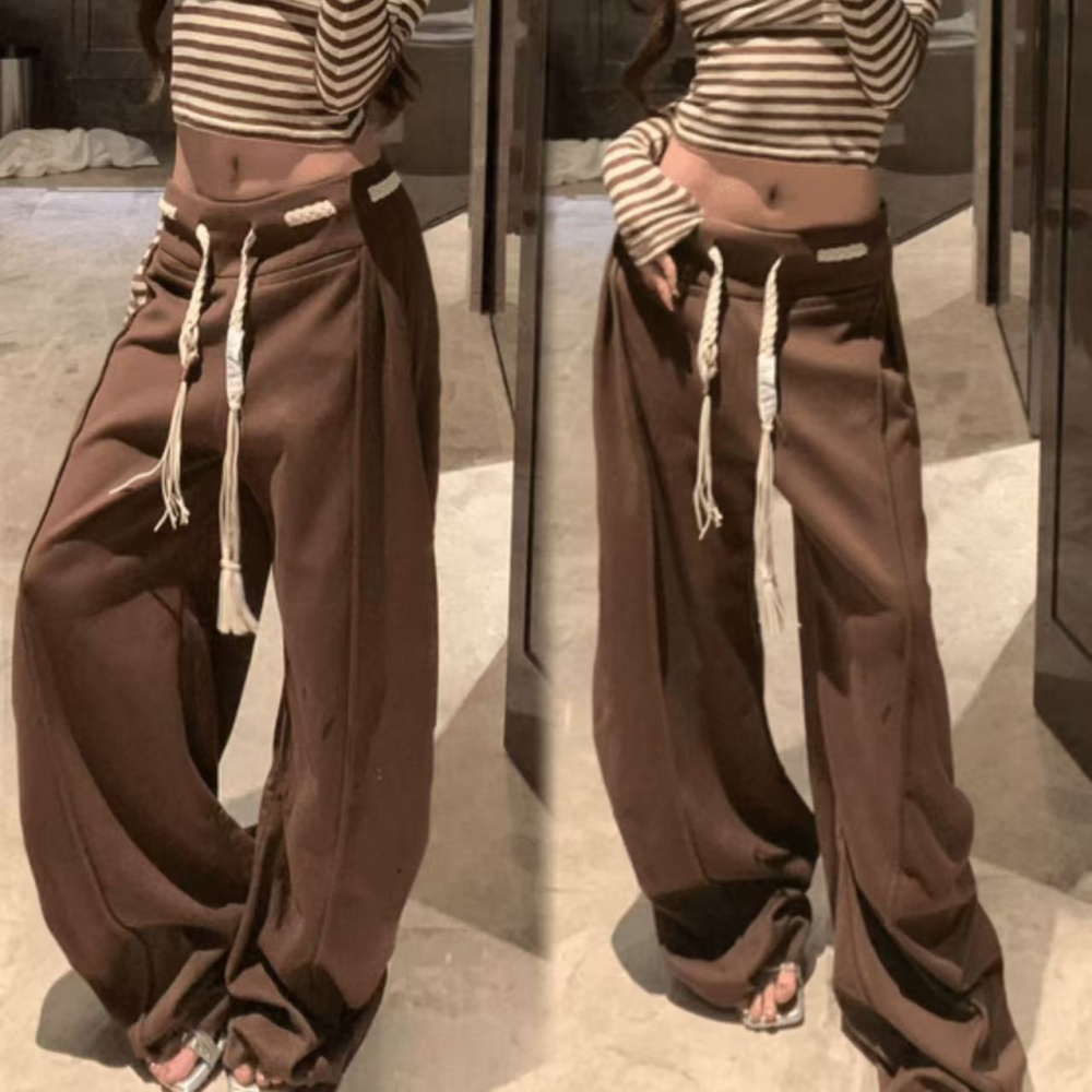 Stripe casual pants lazy wide leg pants a set