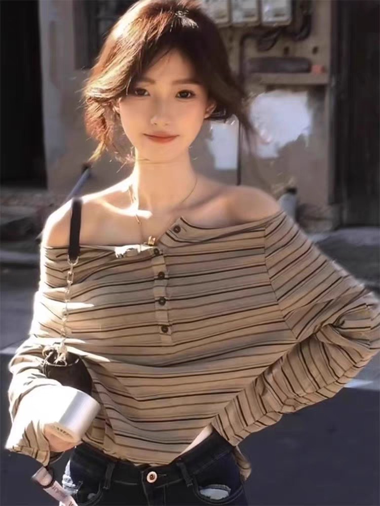 Casual summer slim stripe loose tops for women