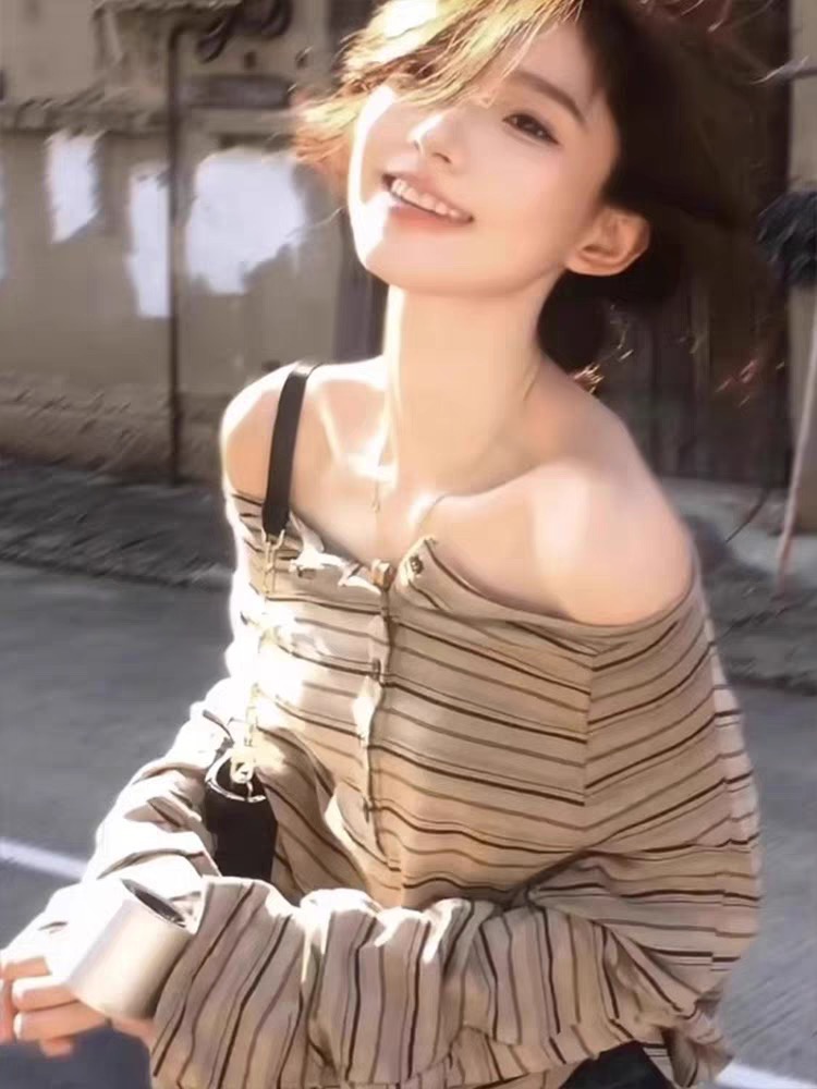 Casual summer slim stripe loose tops for women