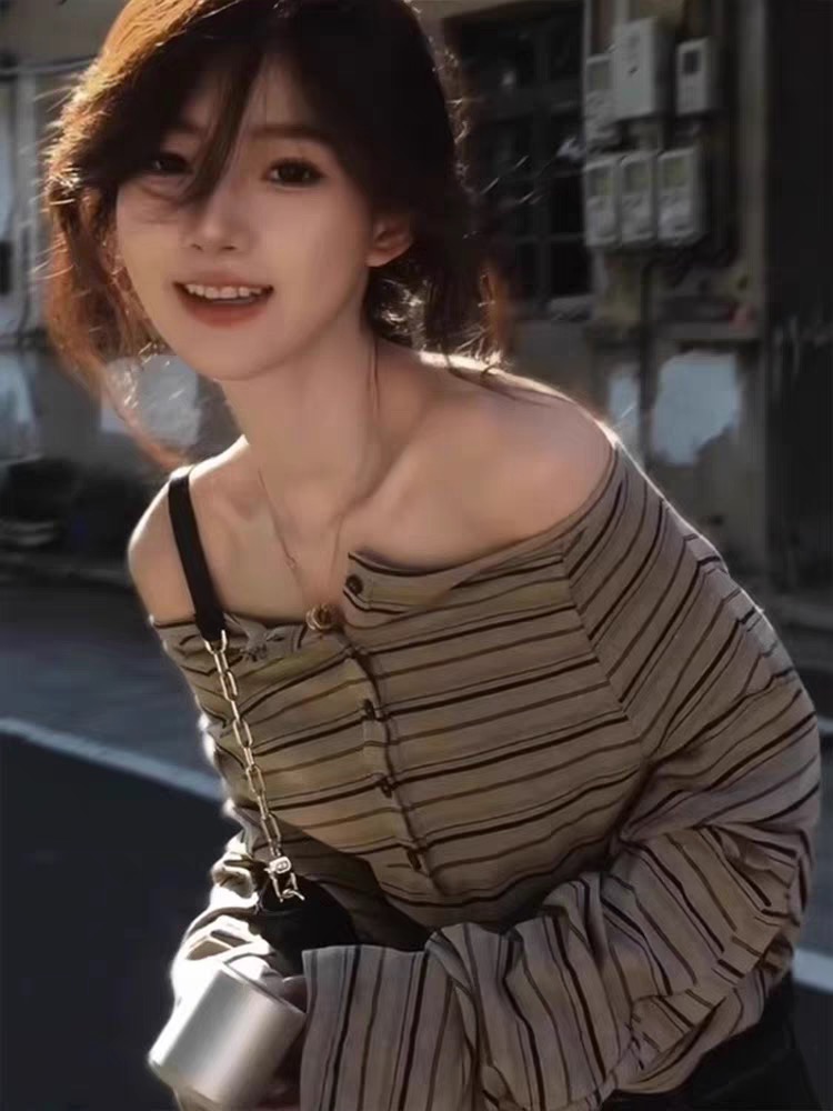 Casual summer slim stripe loose tops for women