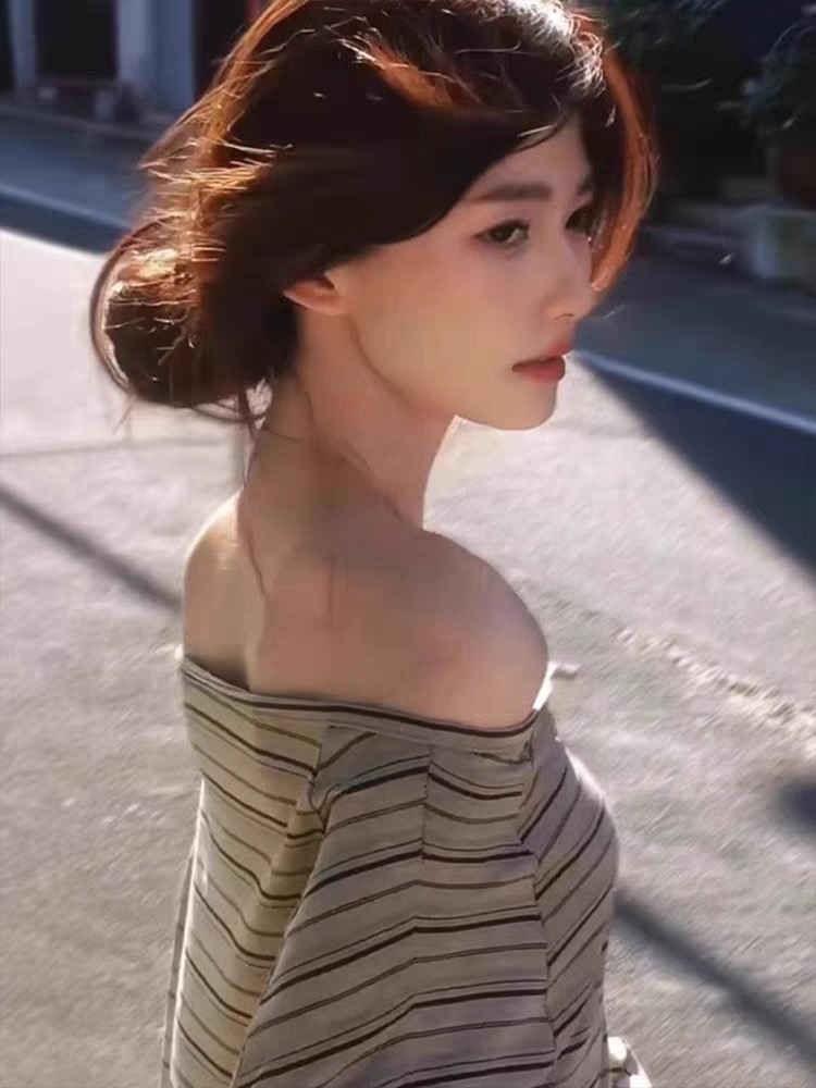Casual summer slim stripe loose tops for women