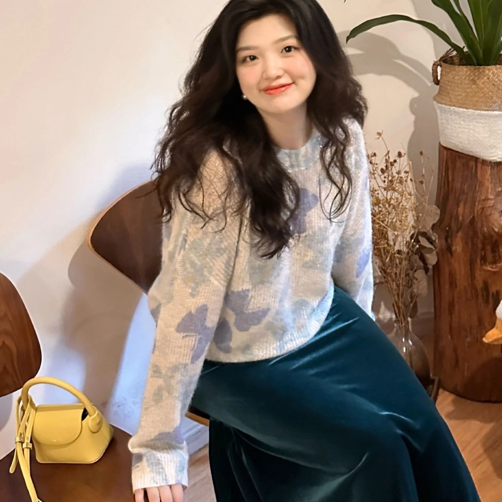 Autumn lazy all-match sweater bow mixed colors tops