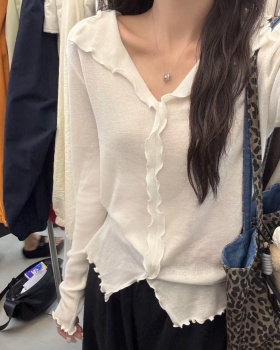 Wood ear sweet small shirt knitted refinement tops