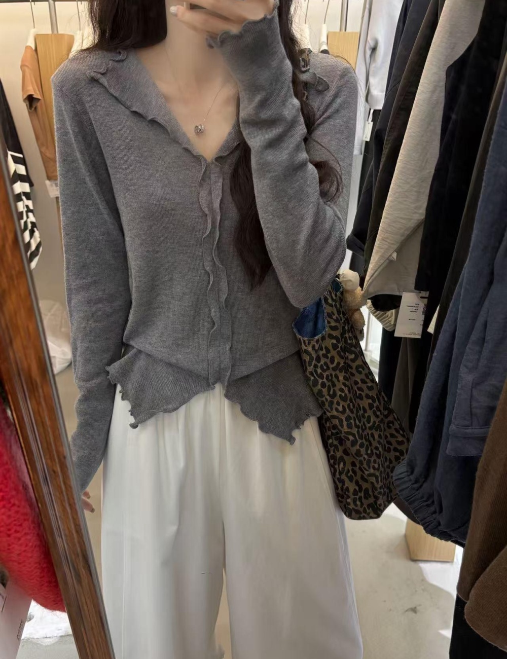 Wood ear sweet small shirt knitted refinement tops
