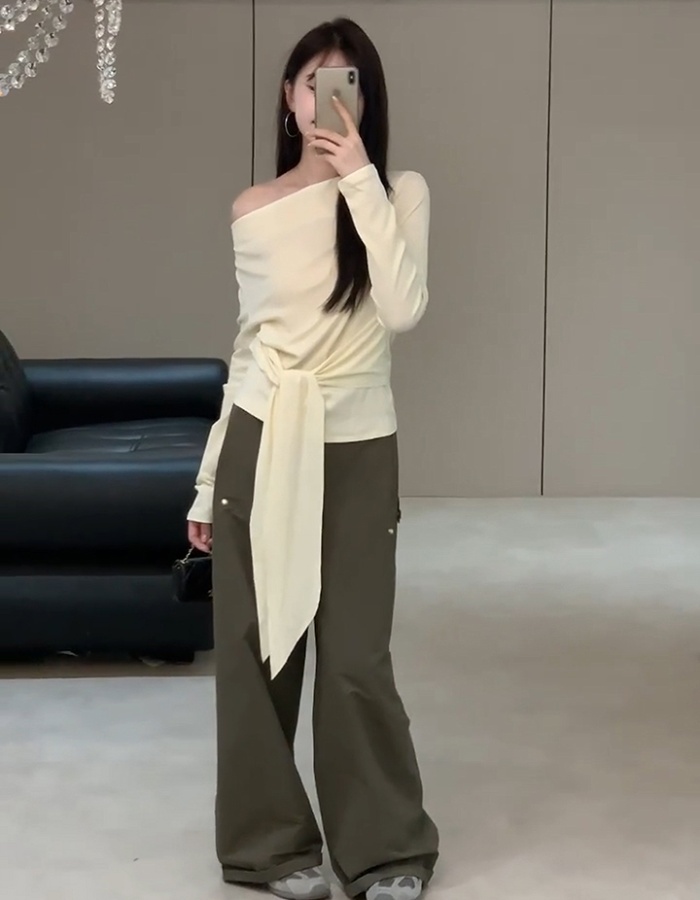 Autumn France style long sleeve tops for women