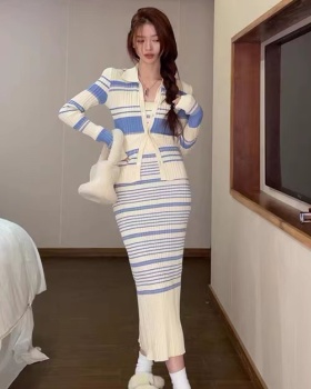 Fashion strap dress cardigan 2pcs set for women
