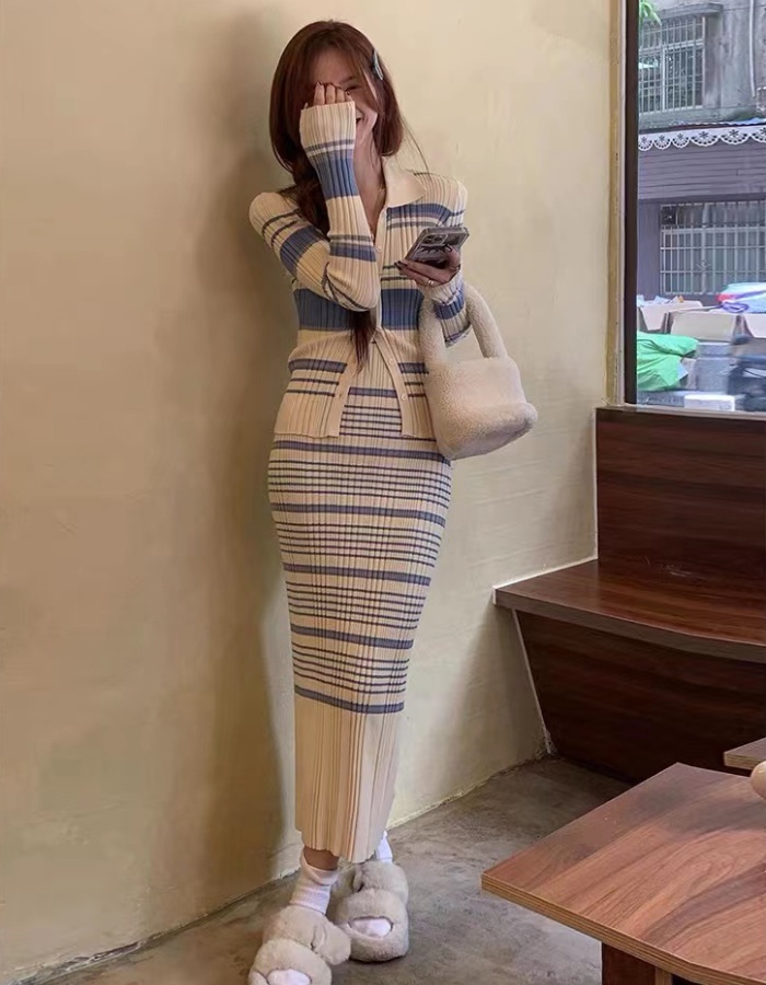 Fashion strap dress cardigan 2pcs set for women