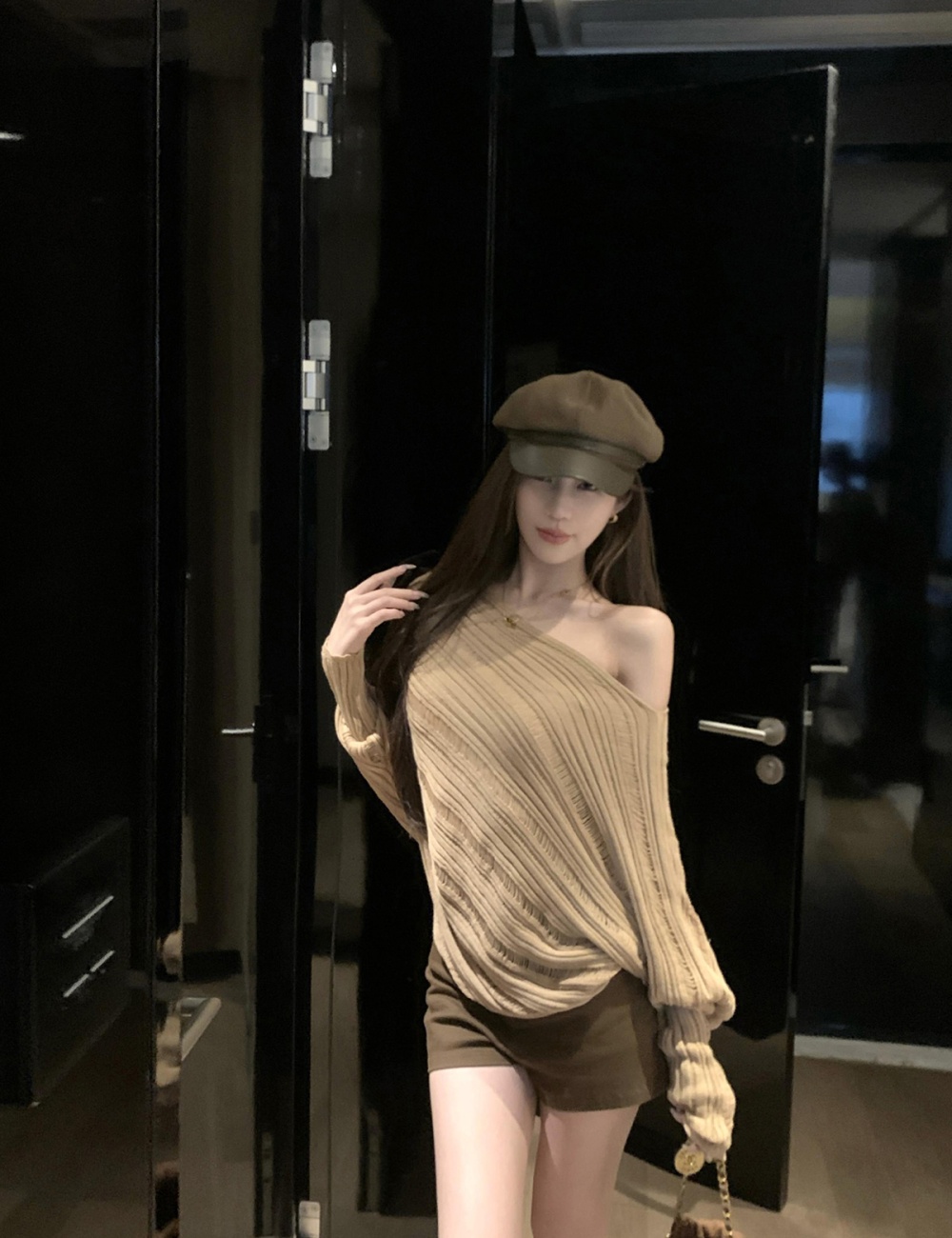 Long sleeve absorb sweat slim autumn round neck pullover tops