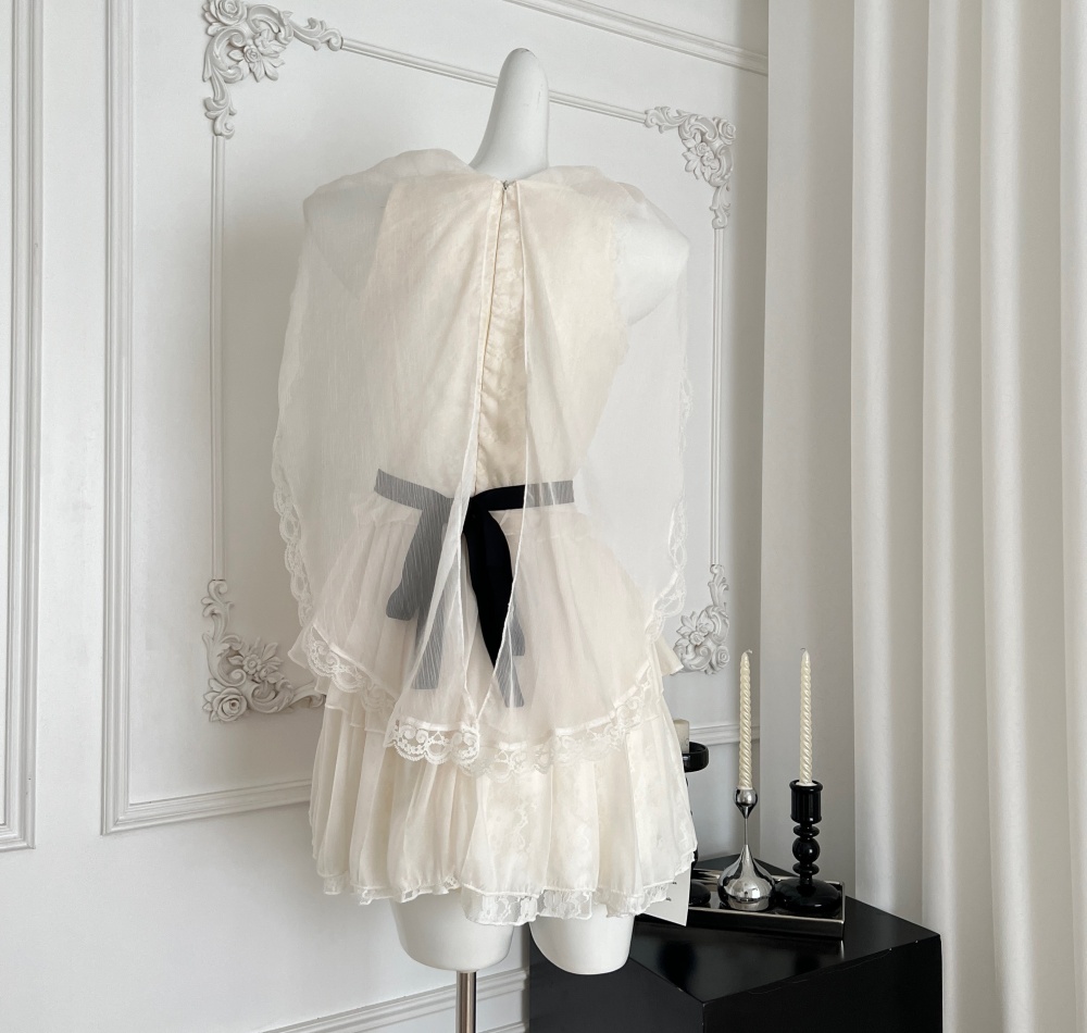 Chiffon angel lady dress sweet pinched waist shawl
