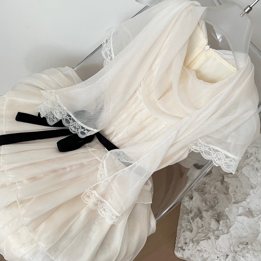 Chiffon angel lady dress sweet pinched waist shawl