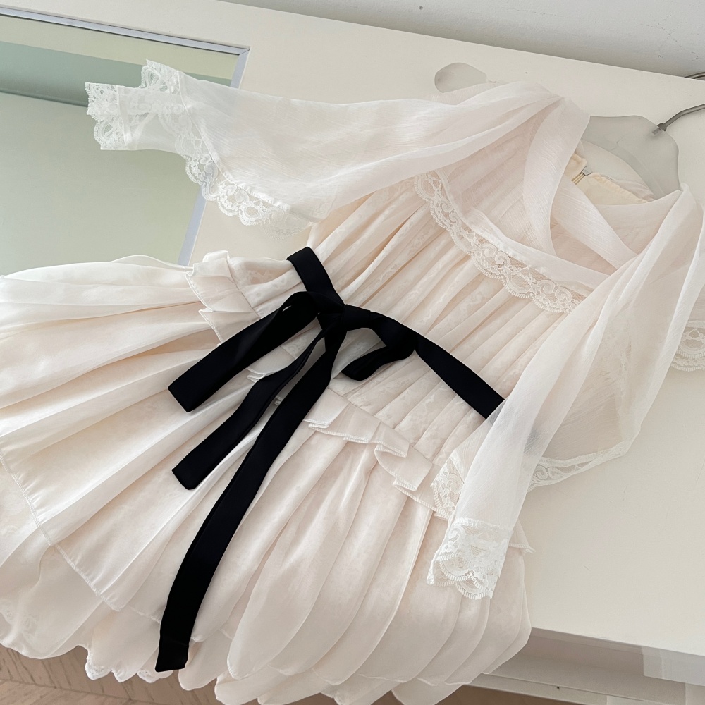 Chiffon angel lady dress sweet pinched waist shawl
