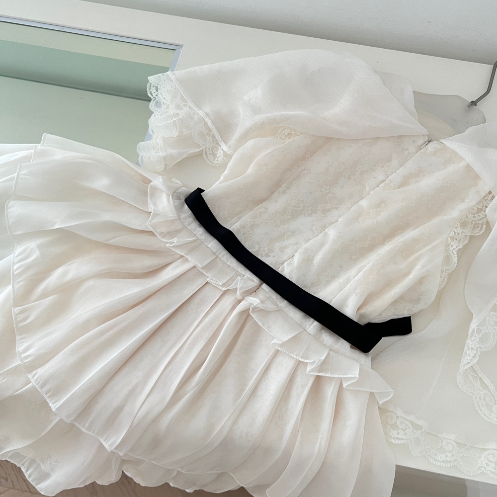 Chiffon angel lady dress sweet pinched waist shawl
