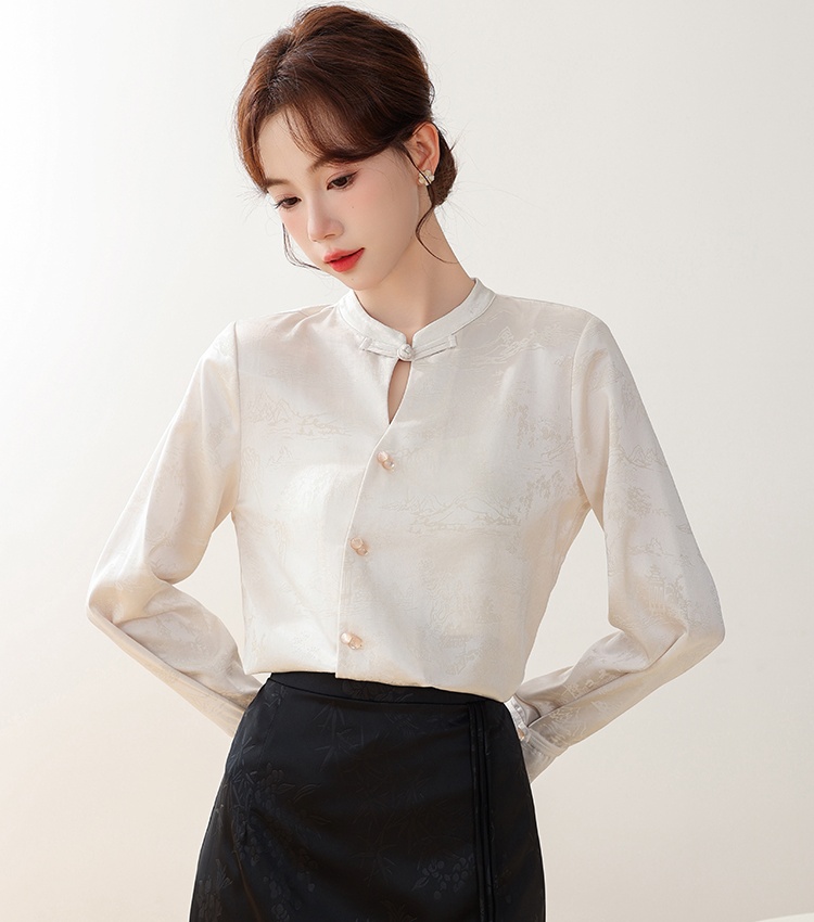 Jacquard autumn shirt niche Chinese style tops