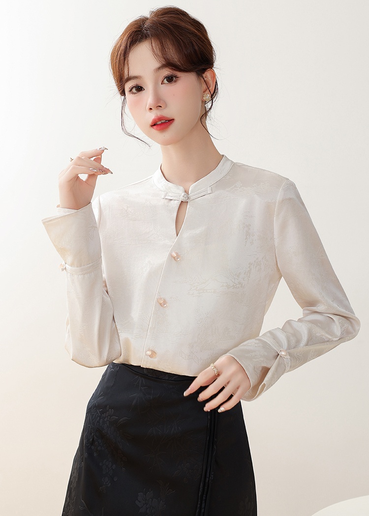 Jacquard autumn shirt niche Chinese style tops
