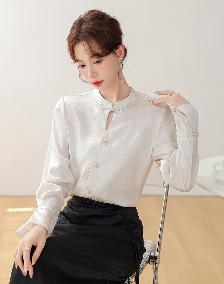 Jacquard autumn shirt niche Chinese style tops