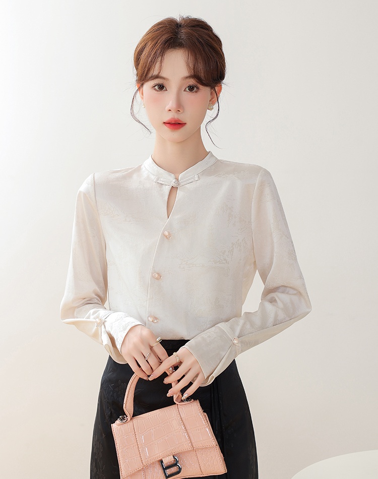 Jacquard autumn shirt niche Chinese style tops