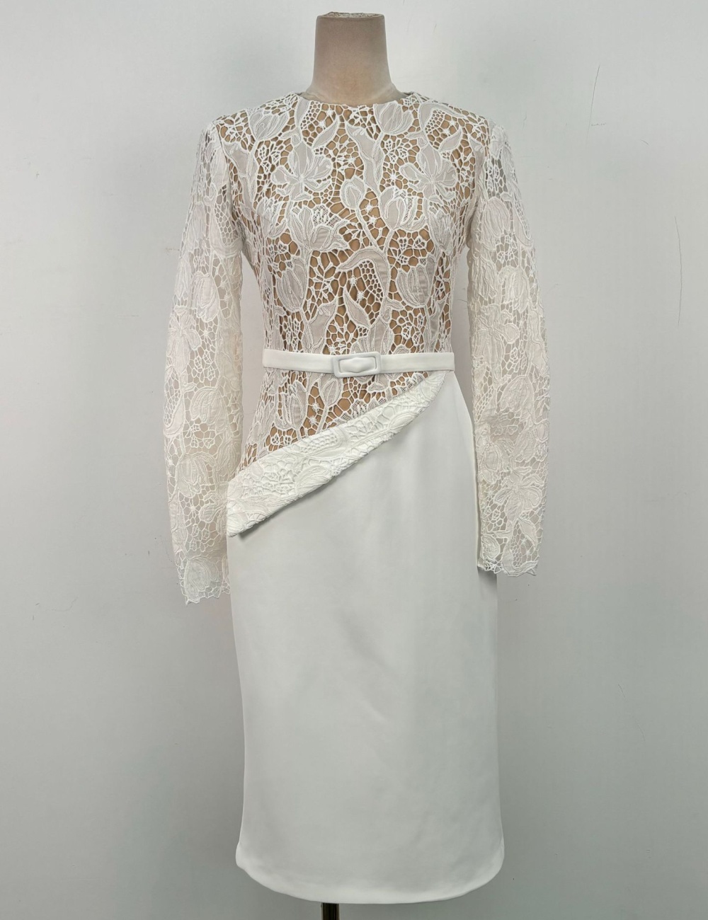 Niche temperament long dress splice lace dress