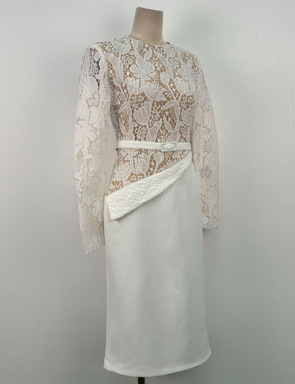 Niche temperament long dress splice lace dress