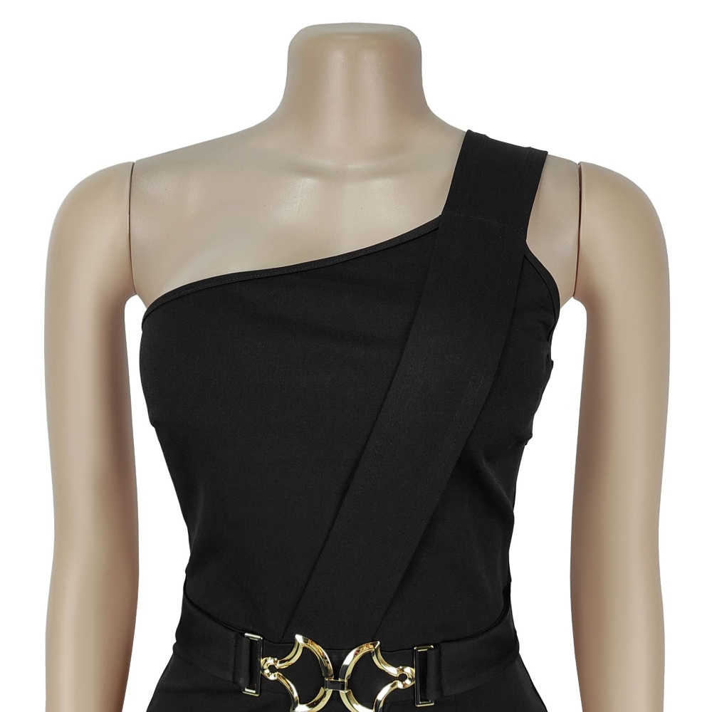Fashion sloping shoulder European style jumpsuit