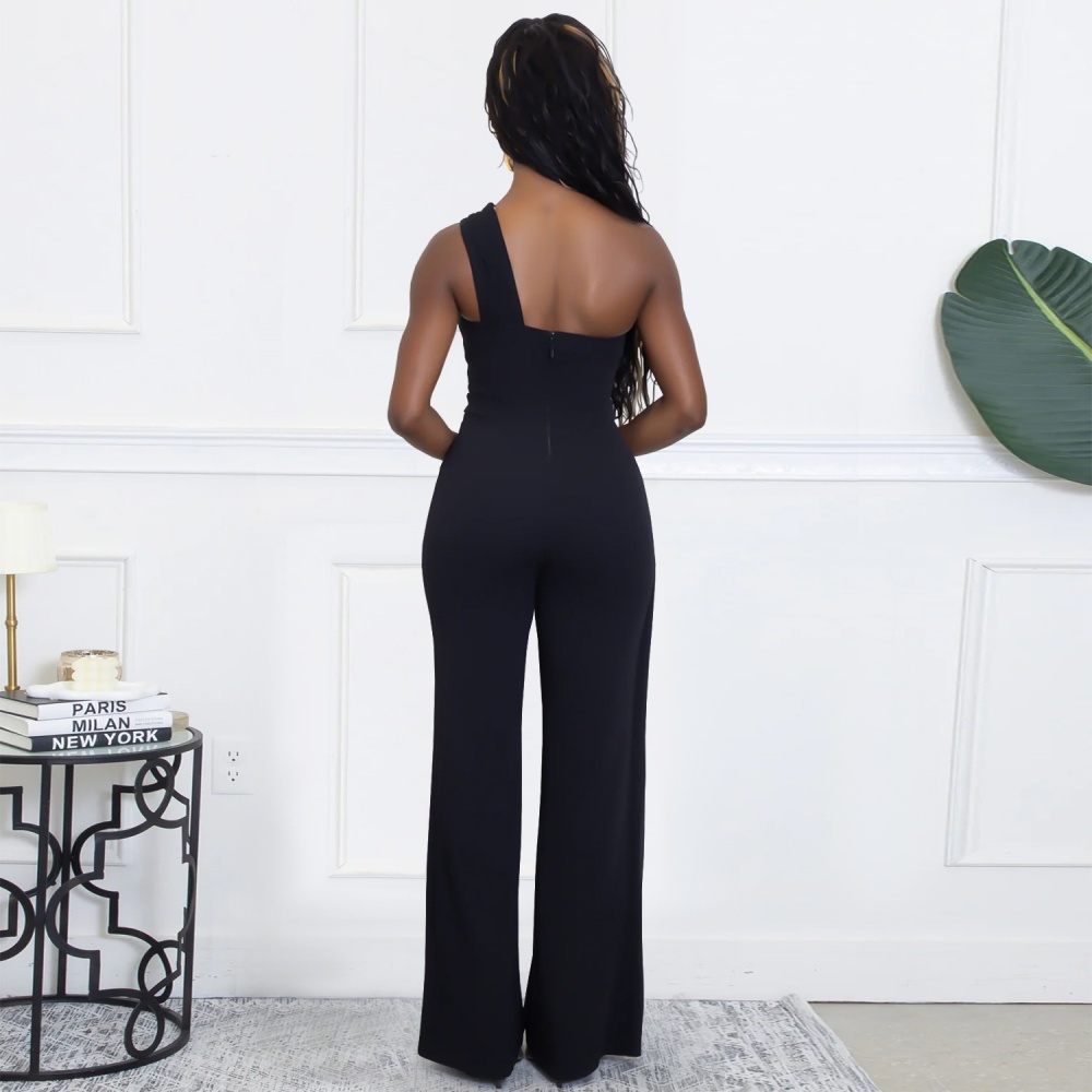 Fashion sloping shoulder European style jumpsuit