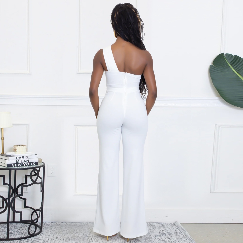 Fashion sloping shoulder European style jumpsuit