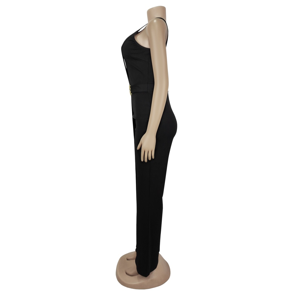 Fashion sloping shoulder European style jumpsuit